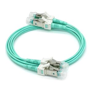 LC to LC Duplex OM4 Patch Cord, 2.0mm Riser, Aqua
